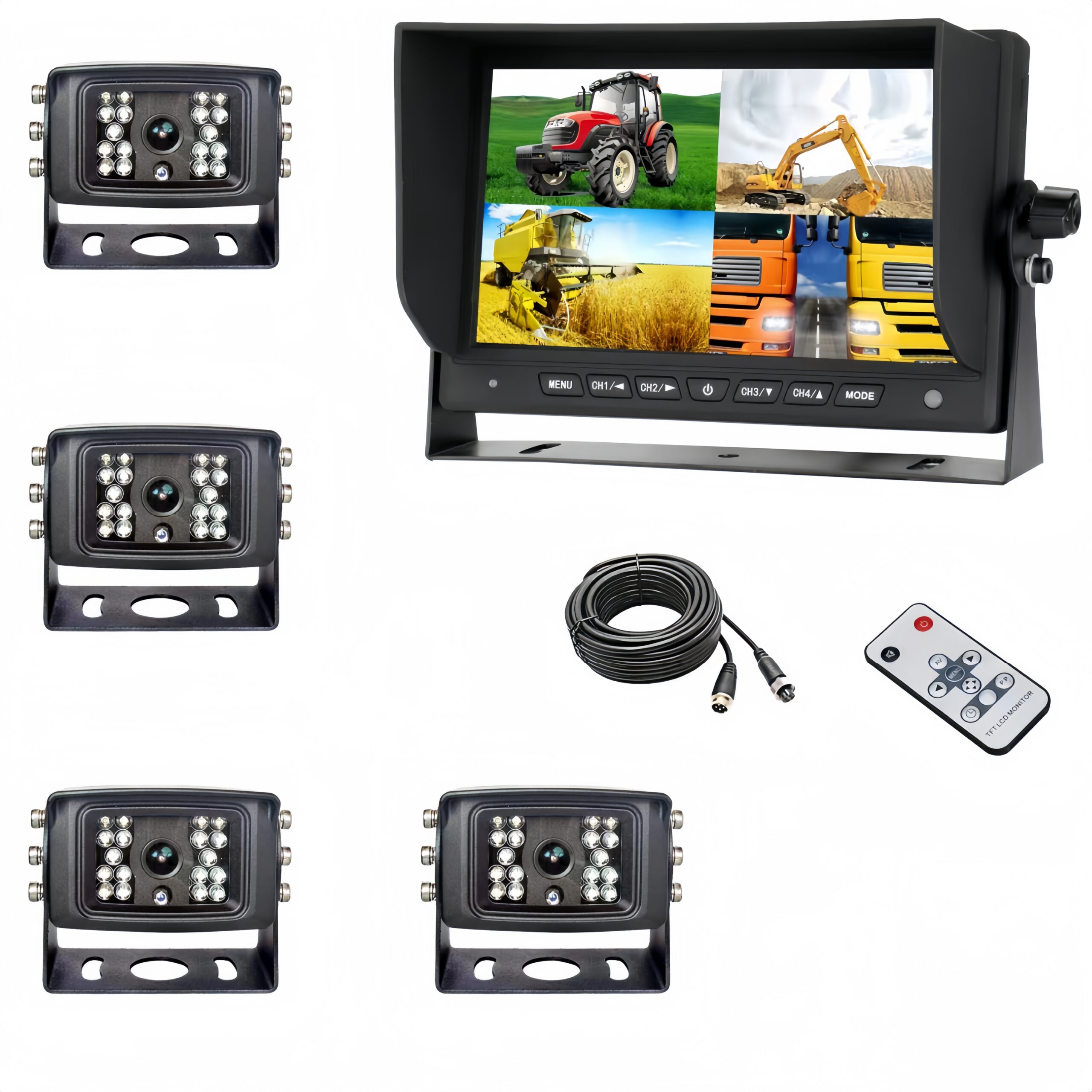 7-Inch Multi-Channel Monitor System with Split-Screen Display for Fleet Vehicles