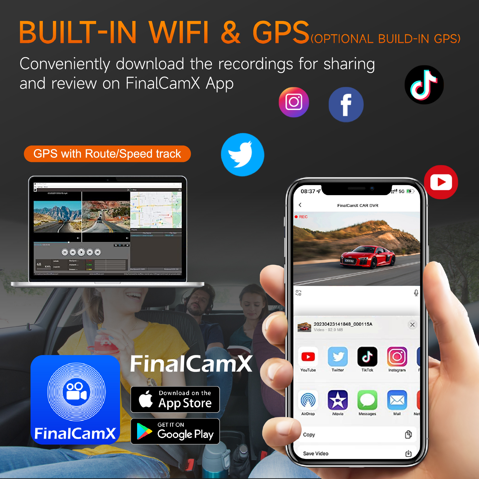 dash cam built in wifi and GPS